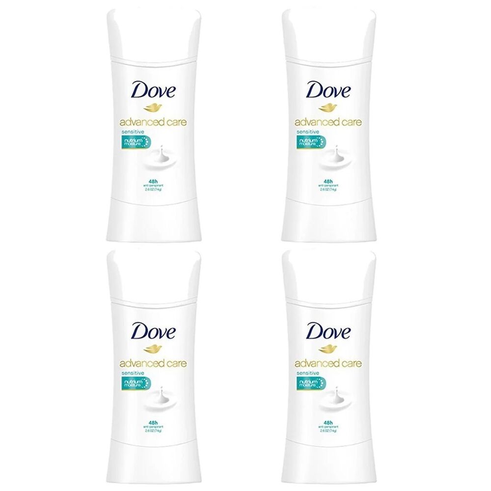 4 Pack New Dove Advanced Care Antiperspirant Deodorant, Sensitive 2.6 Ounces
